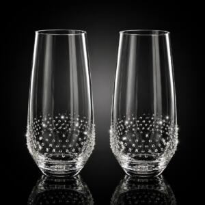 Wasserglas - veredelt mit Swarovski® Kristallen (Bordüre - 2er Set)