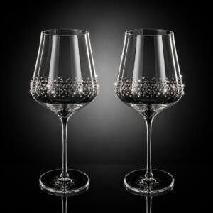 Burgunderglas veredelt mit Swarovski® Kristallen (Bordüre - 2er Set)