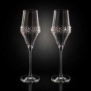 Sektglas - veredelt mit Swarovski® Kristallen (Bordüre - 2er Set)