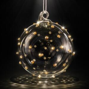 Christbaumkugel, veredelt mit Strasssteinen, gold