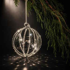 Christbaumkugel, veredelt mit Strasssteinen, Streifen