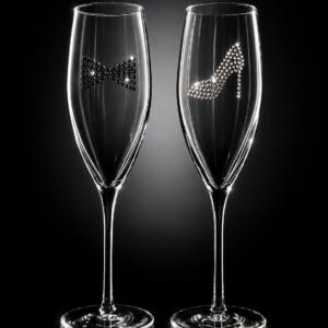 Sektglas im Hochzeits Outfit (2er Set)