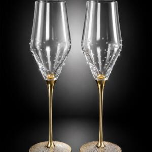 Sektglas Gold - veredelt mit Swarovski® Kristallen (Streu - 2er Set))