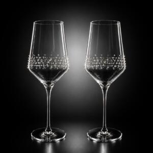 Weißweinglas - veredelt mit Swarovski® Kristallen (Bordüre - 2er Set)